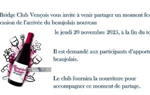 Beaujolais Nouveau le jeudi 20 novembre à 18H